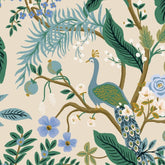Cotton and Steel - Canvas Vintage Garden - Peacock - cream metallic - Rifle Paper co. - Stoffmeisterei